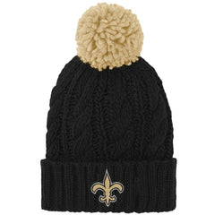 New Orleans Saints Girls Youth Team Cable Cuffed Knit Hat with Pom - Black sale