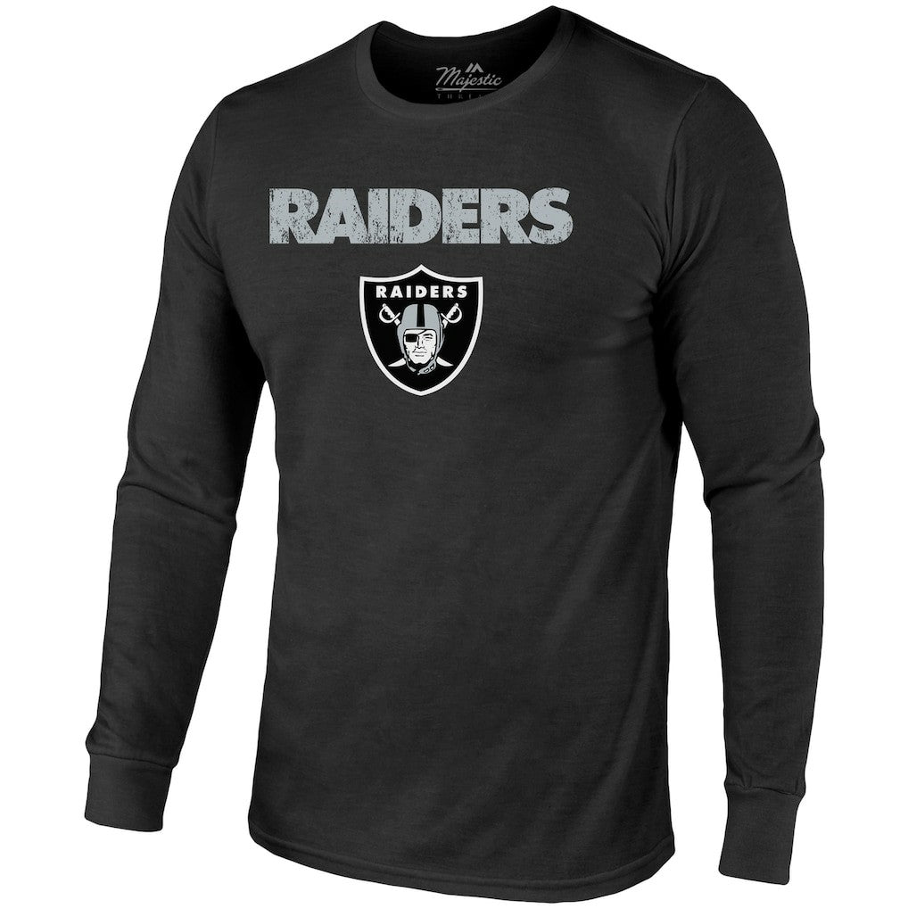 Las Vegas Raiders Majestic Threads Lockup Tri-Blend Long Sleeve T-Shirt - Black discount