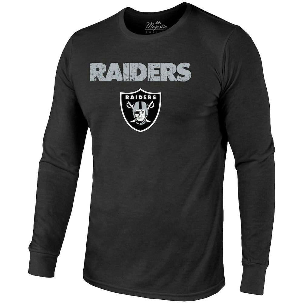 Las Vegas Raiders Majestic Threads Lockup Tri-Blend Long Sleeve T-Shirt - Black discount