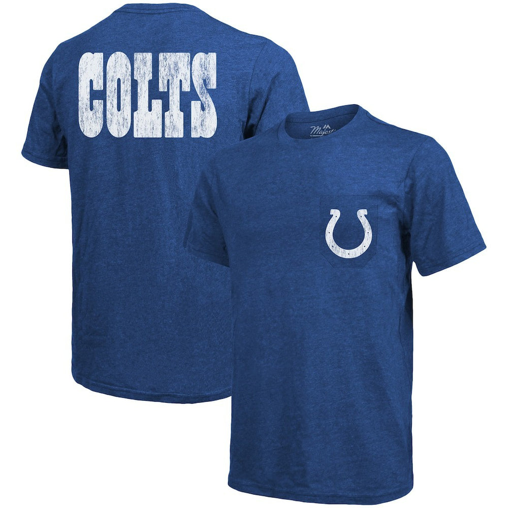 Indianapolis Colts Majestic Threads Tri-Blend Pocket T-Shirt - Heathered Royal cheap