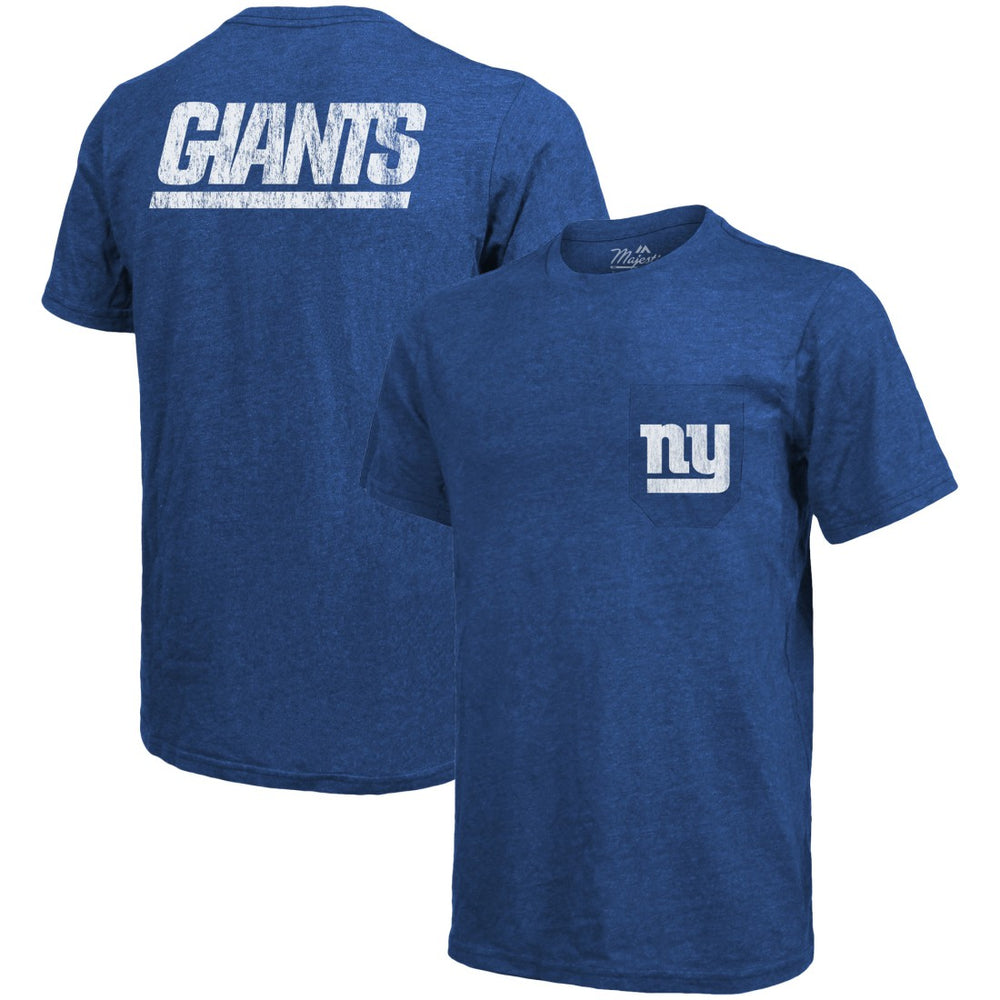 New York Giants Majestic Threads Tri-Blend Pocket T-Shirt - Heathered Royal cheap