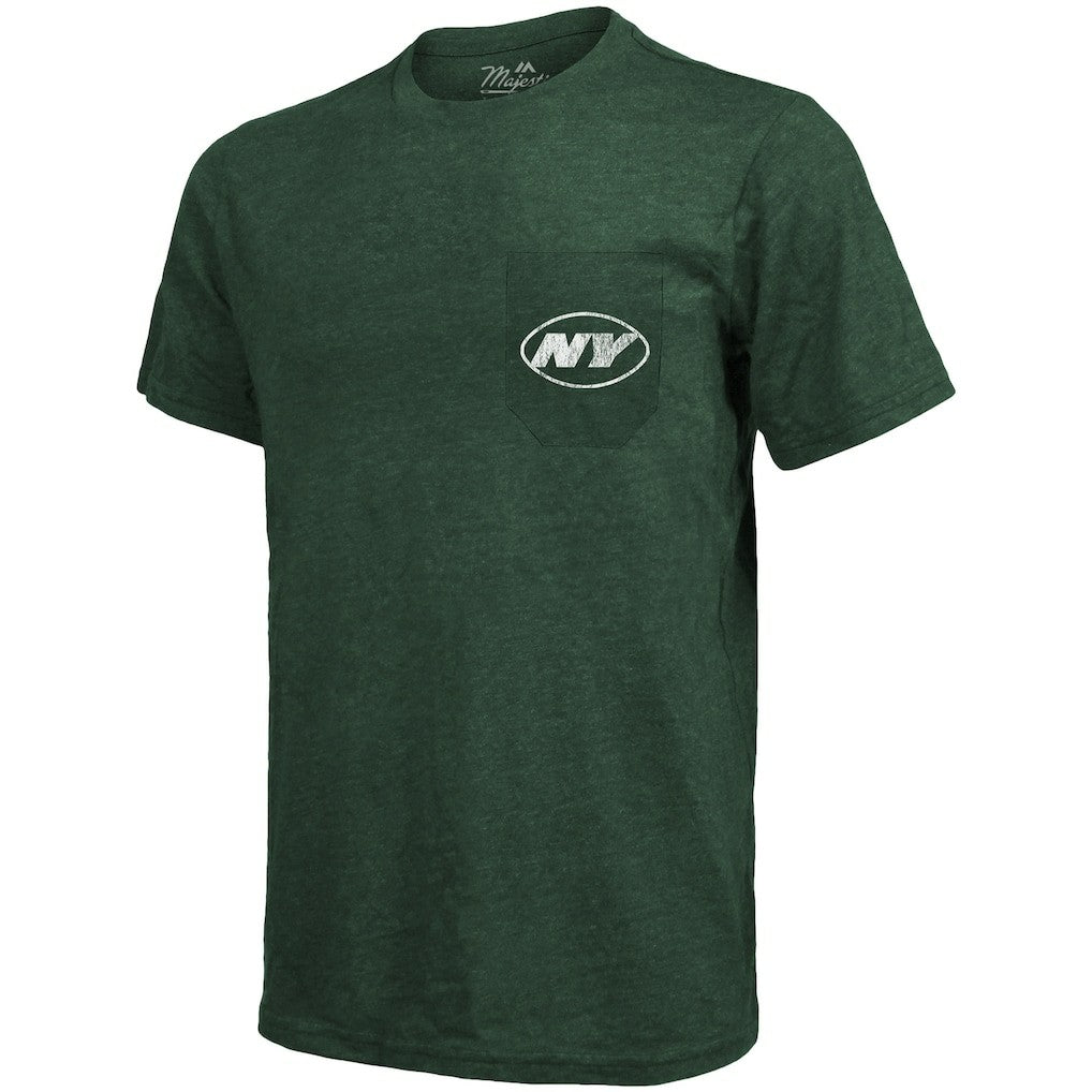 New York Jets Majestic Threads Tri-Blend Pocket T-Shirt - Heathered Green for sale