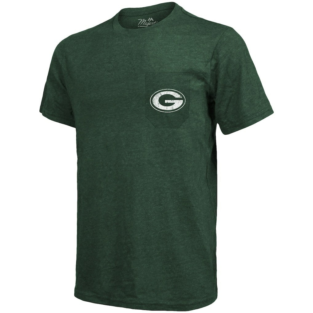 Green Bay Packers Majestic Threads Tri-Blend Pocket T-Shirt - Heathered Green online