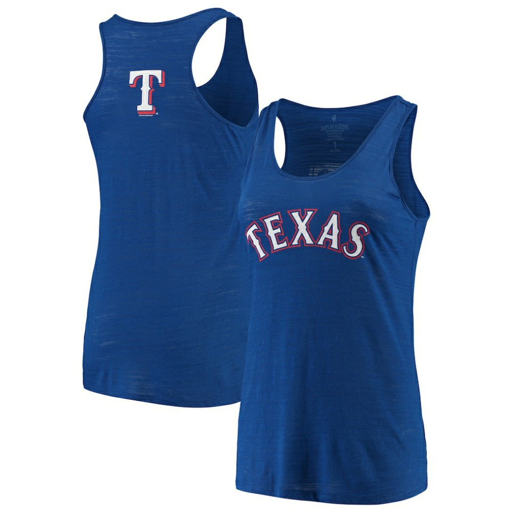 Texas Rangers Soft as a Grape Women's Plus Size Swing for the Fences Racerback Tank Top - Royal