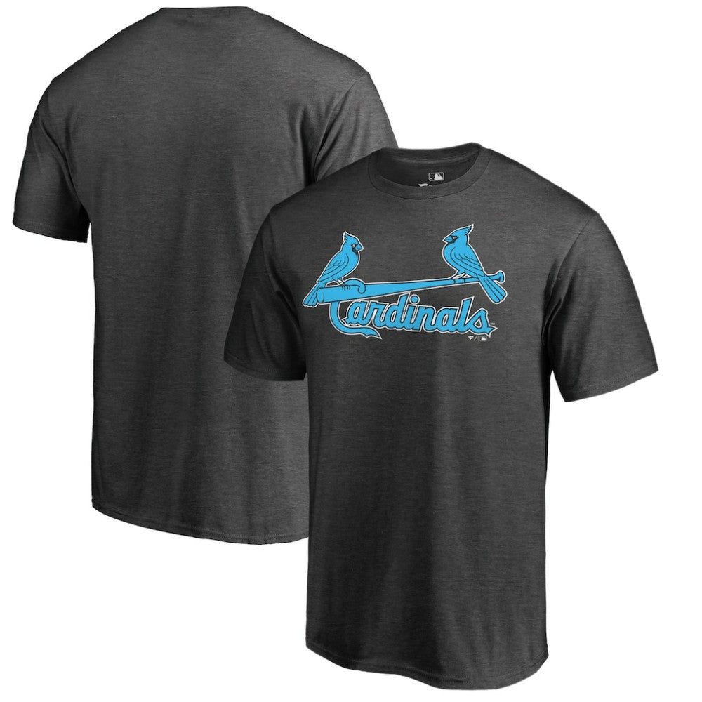 St. Louis Cardinals Blue Wordmark T-Shirt - Heathered Charcoal