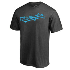 Washington Nationals Blue Wordmark T-Shirt - Heathered Charcoal