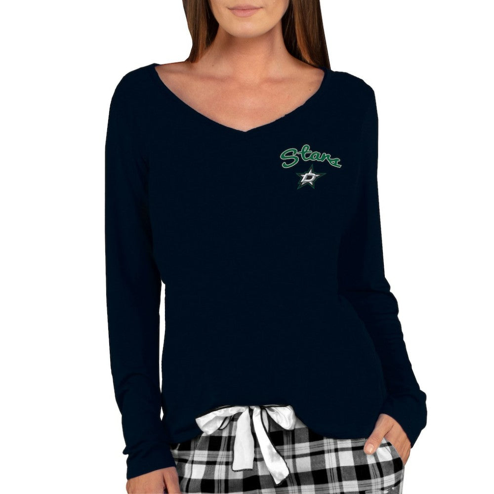 Dallas Stars Concepts Sport Women's Marathon Knit Long Sleeve V-Neck Top Black