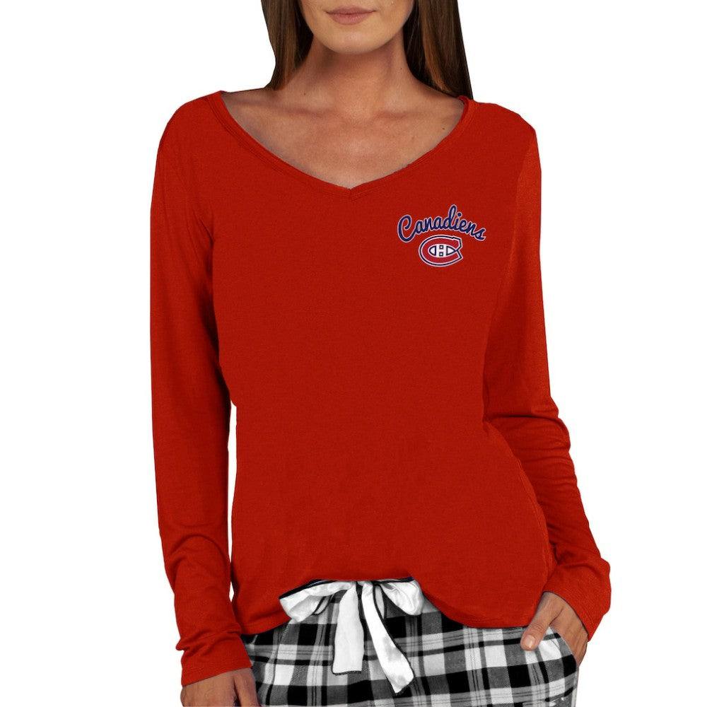 Montreal Canadiens Concepts Sport Women's Marathon Knit Long Sleeve V-Neck Top Red