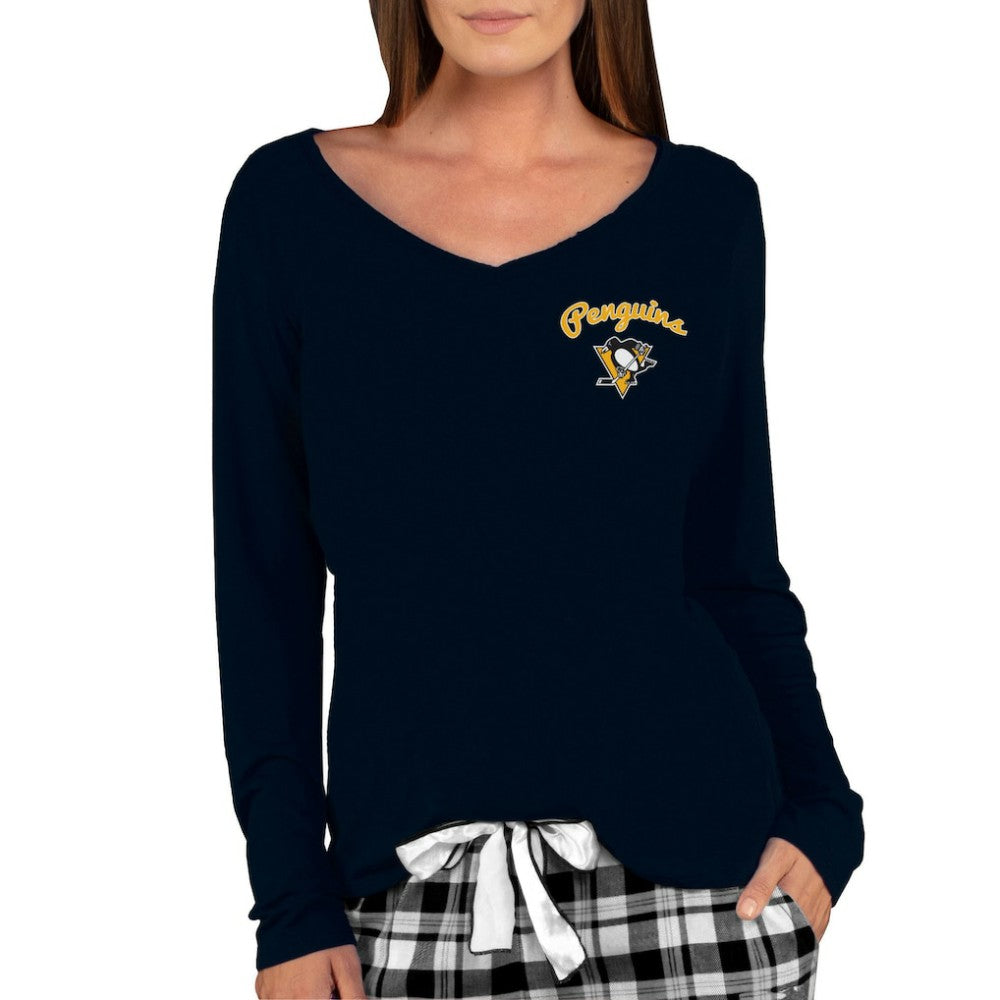 Pittsburgh Penguins Concepts Sport Women's Marathon Knit Long Sleeve V-Neck Top Black