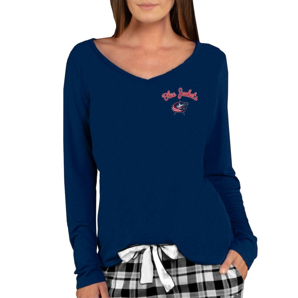 Columbus Blue Jackets Concepts Sport Women's Marathon Knit Long Sleeve V-Neck Top Navy