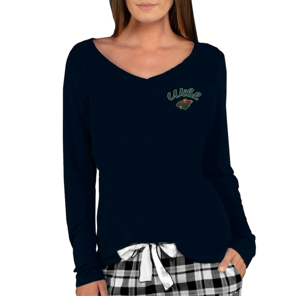 Minnesota Wild Concepts Sport Women's Marathon Knit Long Sleeve V-Neck Top Black