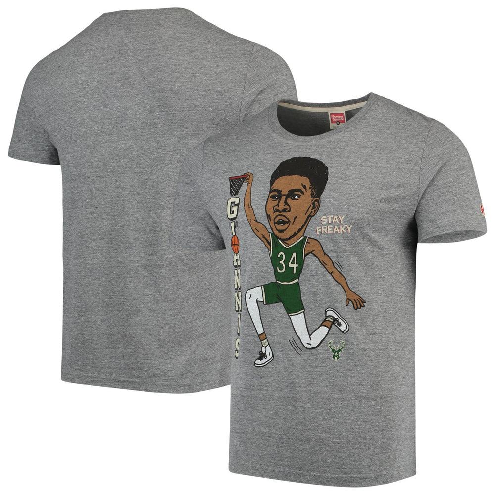 Giannis Antetokounmpo Milwaukee Bucks Player Graphic Tri-Blend T-Shirt - Gray on sale