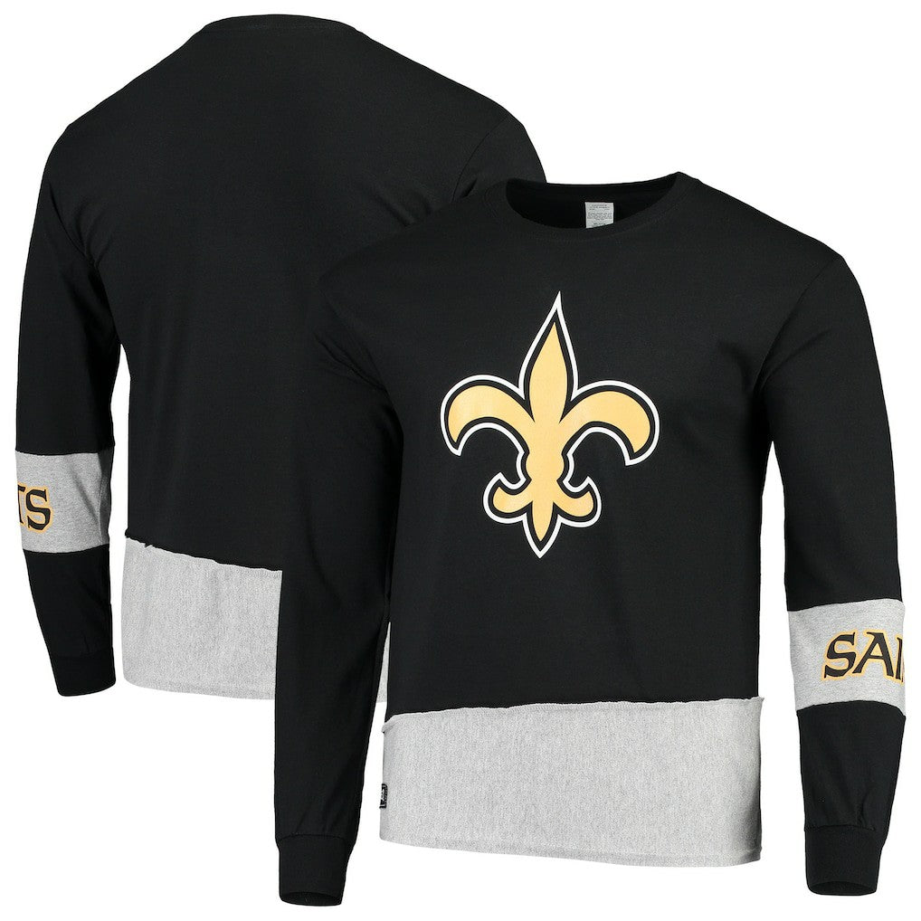 New Orleans Saints Refried Apparel Sustainable Upcycled Angle Long Sleeve T-Shirt - Black/Gray online