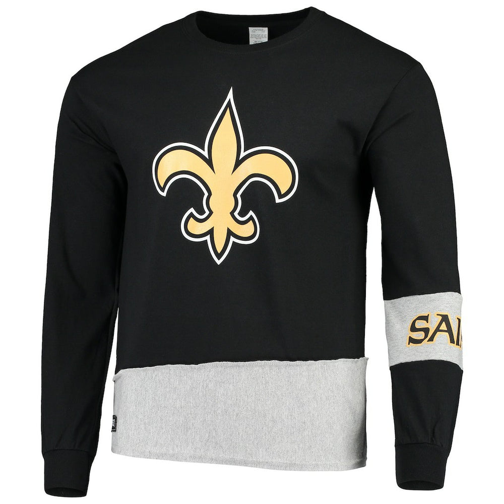 New Orleans Saints Refried Apparel Sustainable Upcycled Angle Long Sleeve T-Shirt - Black/Gray online