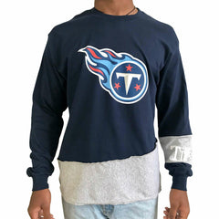 Tennessee Titans Refried Apparel Sustainable Upcycled Angle Long Sleeve T-Shirt - Navy/Gray sale
