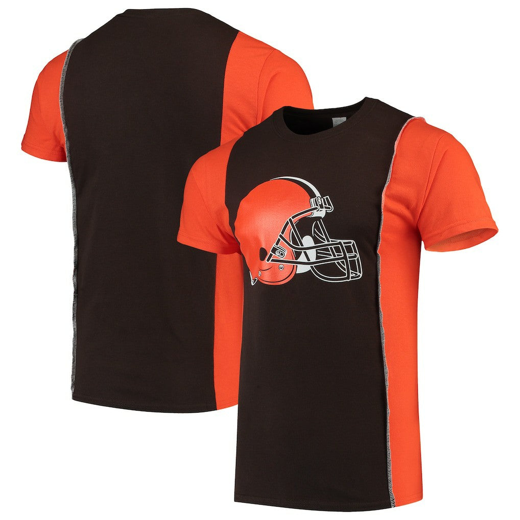 Cleveland Browns Refried Apparel Sustainable Upcycled Split T-Shirt - Brown/Orange outlet