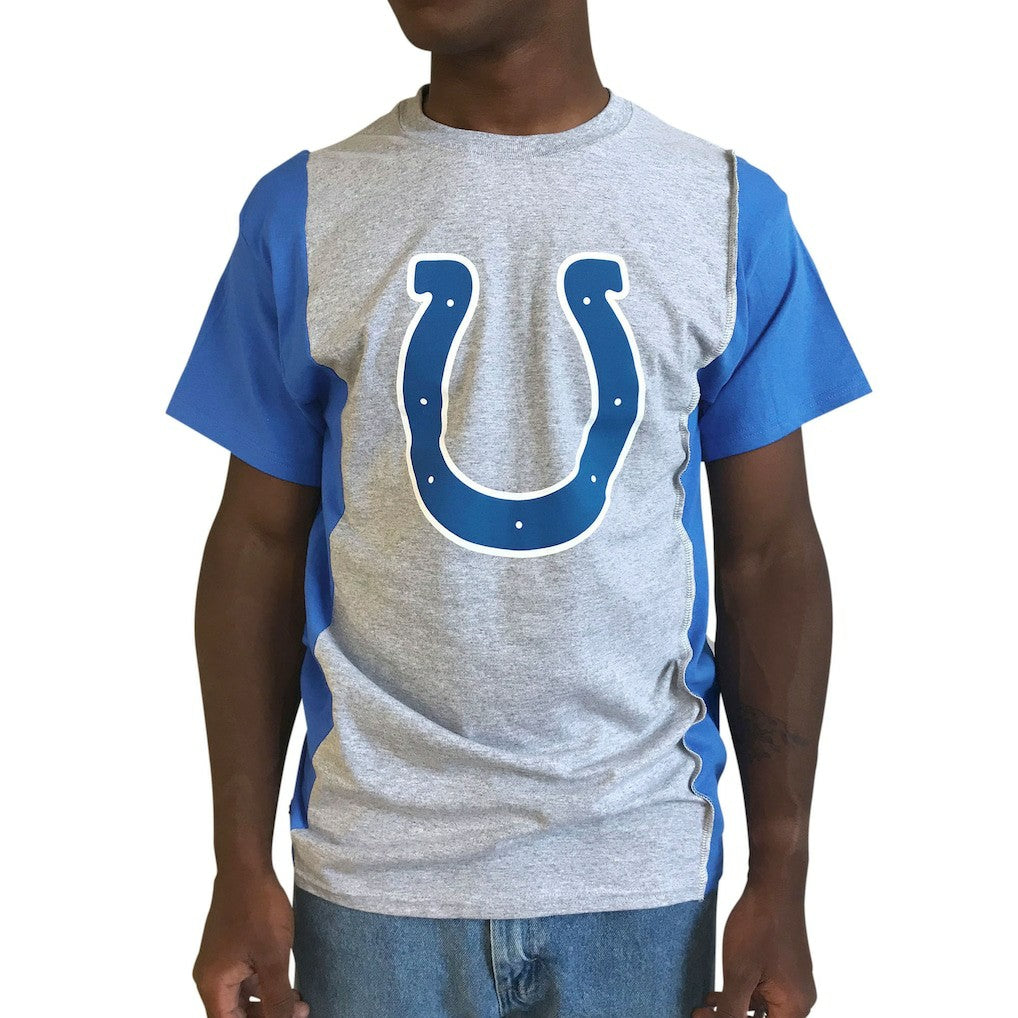 Indianapolis Colts Refried Apparel Sustainable Upcycled Split T-Shirt - Gray/Royal online