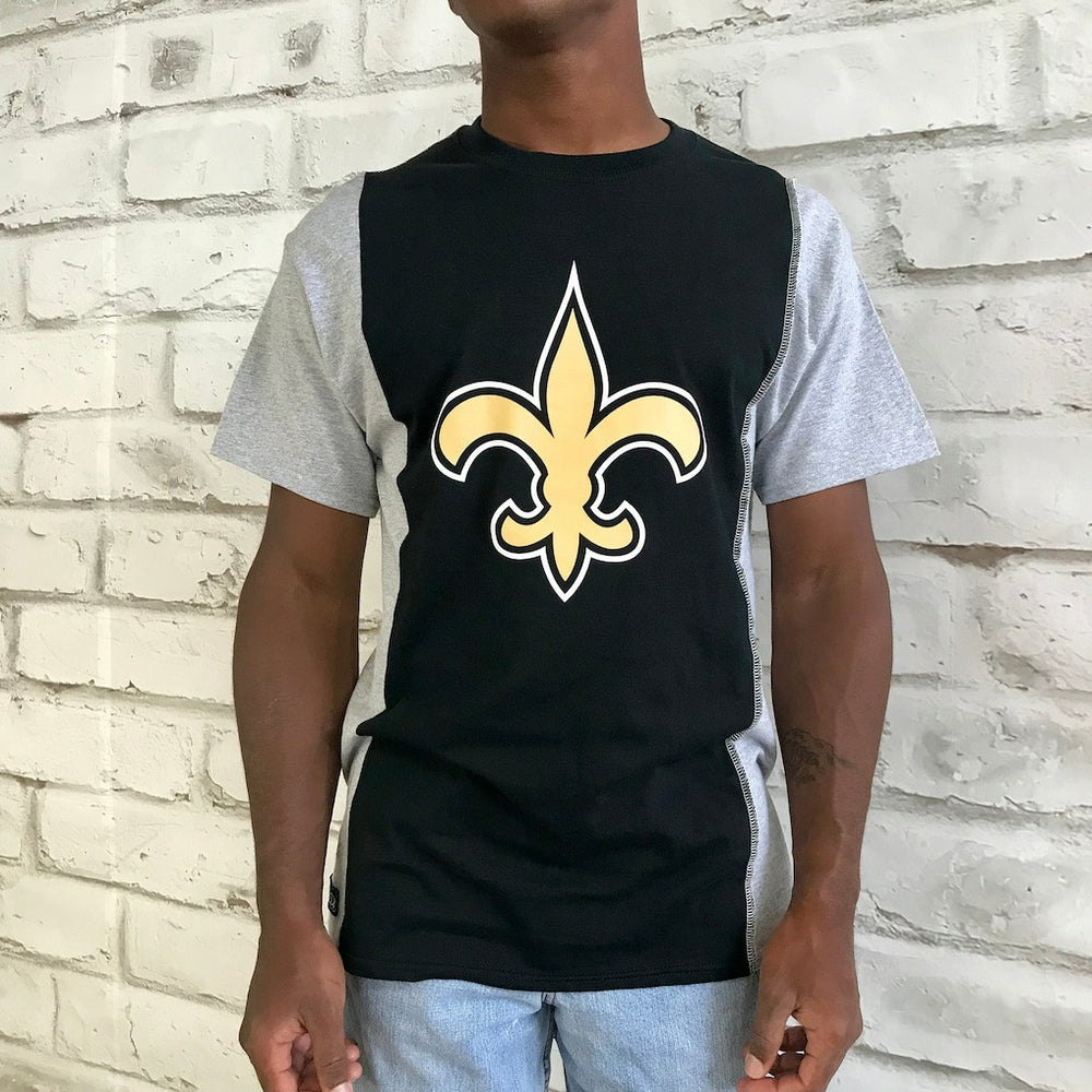 New Orleans Saints Refried Apparel Sustainable Upcycled Split T-Shirt - Black/Gray outlet
