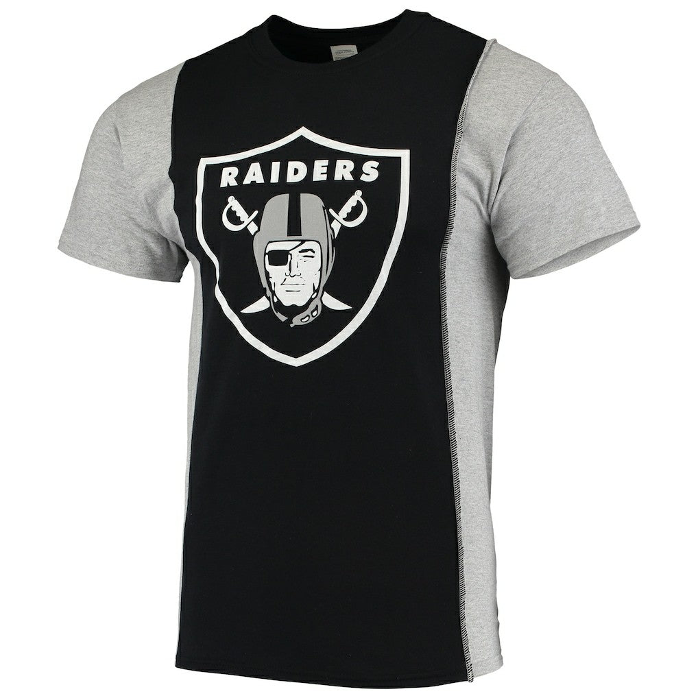 Las Vegas Raiders Refried Apparel Sustainable Upcycled Split T-Shirt - Black/Silver cheap