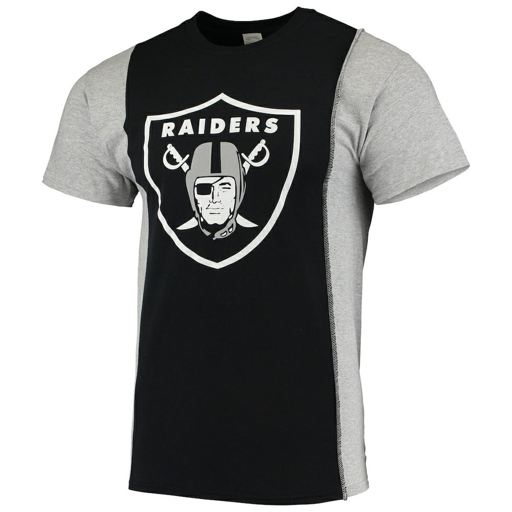 Las Vegas Raiders Refried Apparel Sustainable Upcycled Split T-Shirt - Black/Silver cheap