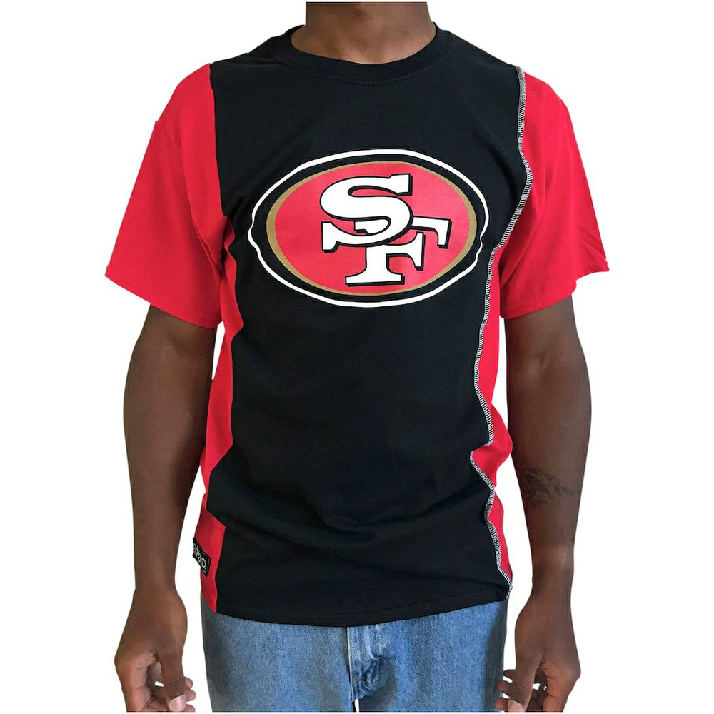 San Francisco 49ers Refried Apparel Sustainable Upcycled Split T-Shirt - Black/Scarlet on sale