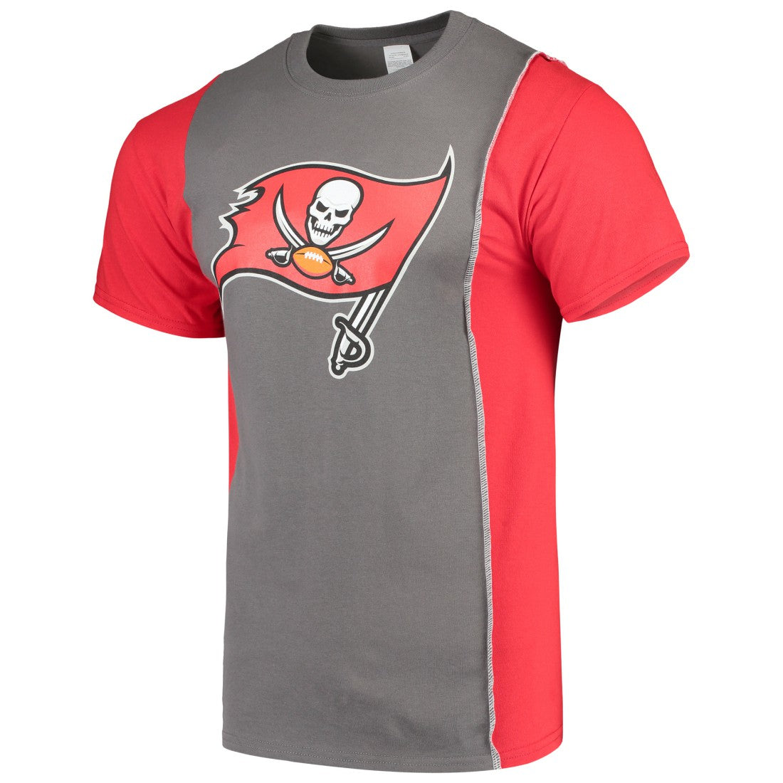 Tampa Bay Buccaneers Refried Apparel Sustainable Upcycled Split T-Shirt - Pewter/Red discount