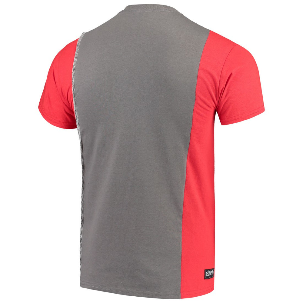 Tampa Bay Buccaneers Refried Apparel Sustainable Upcycled Split T-Shirt - Pewter/Red discount
