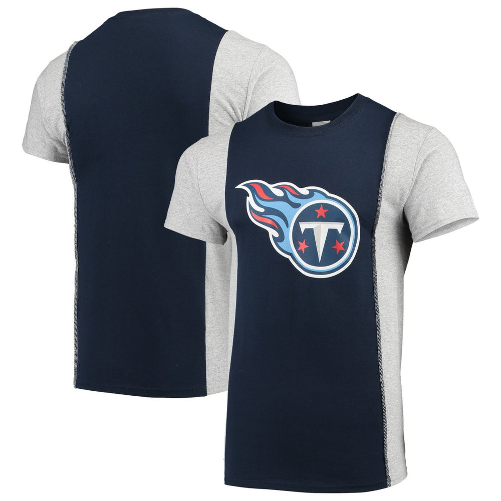 Tennessee Titans Refried Apparel Sustainable Upcycled Split T-Shirt - Navy/Gray outlet