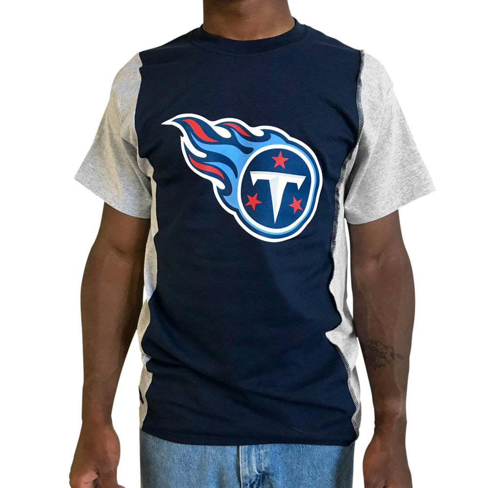 Tennessee Titans Refried Apparel Sustainable Upcycled Split T-Shirt - Navy/Gray outlet