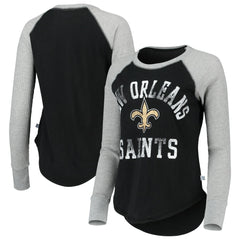 New Orleans Saints Touch Women's Waffle Raglan Lightweight Long Sleeve T-Shirt - Black sale