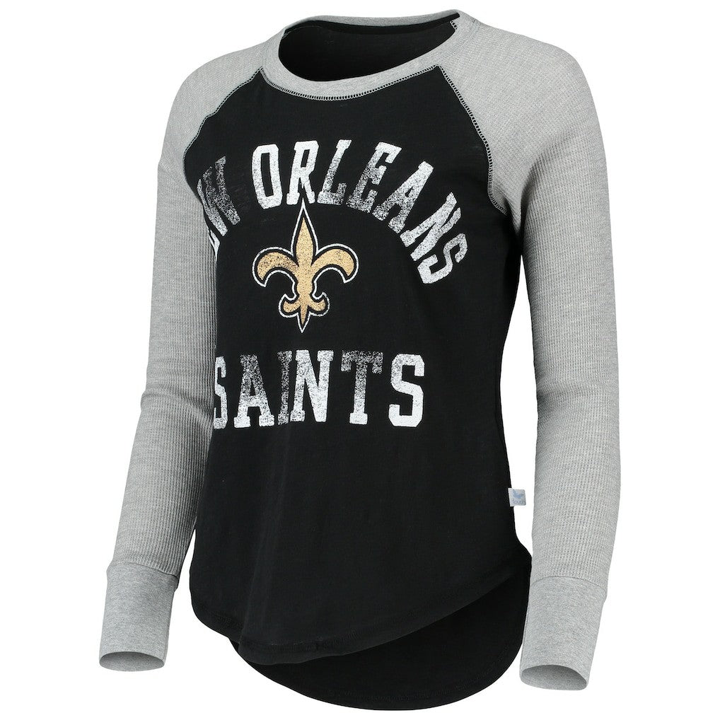 New Orleans Saints Touch Women's Waffle Raglan Lightweight Long Sleeve T-Shirt - Black sale