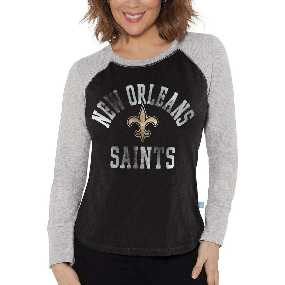 New Orleans Saints Touch Women's Waffle Raglan Lightweight Long Sleeve T-Shirt - Black sale