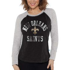 New Orleans Saints Touch Women's Waffle Raglan Lightweight Long Sleeve T-Shirt - Black sale
