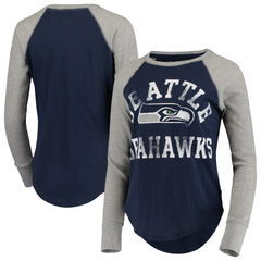 Seattle Seahawks Touch Women's Waffle Raglan Lightweight Long Sleeve T-Shirt - College Navy for sale