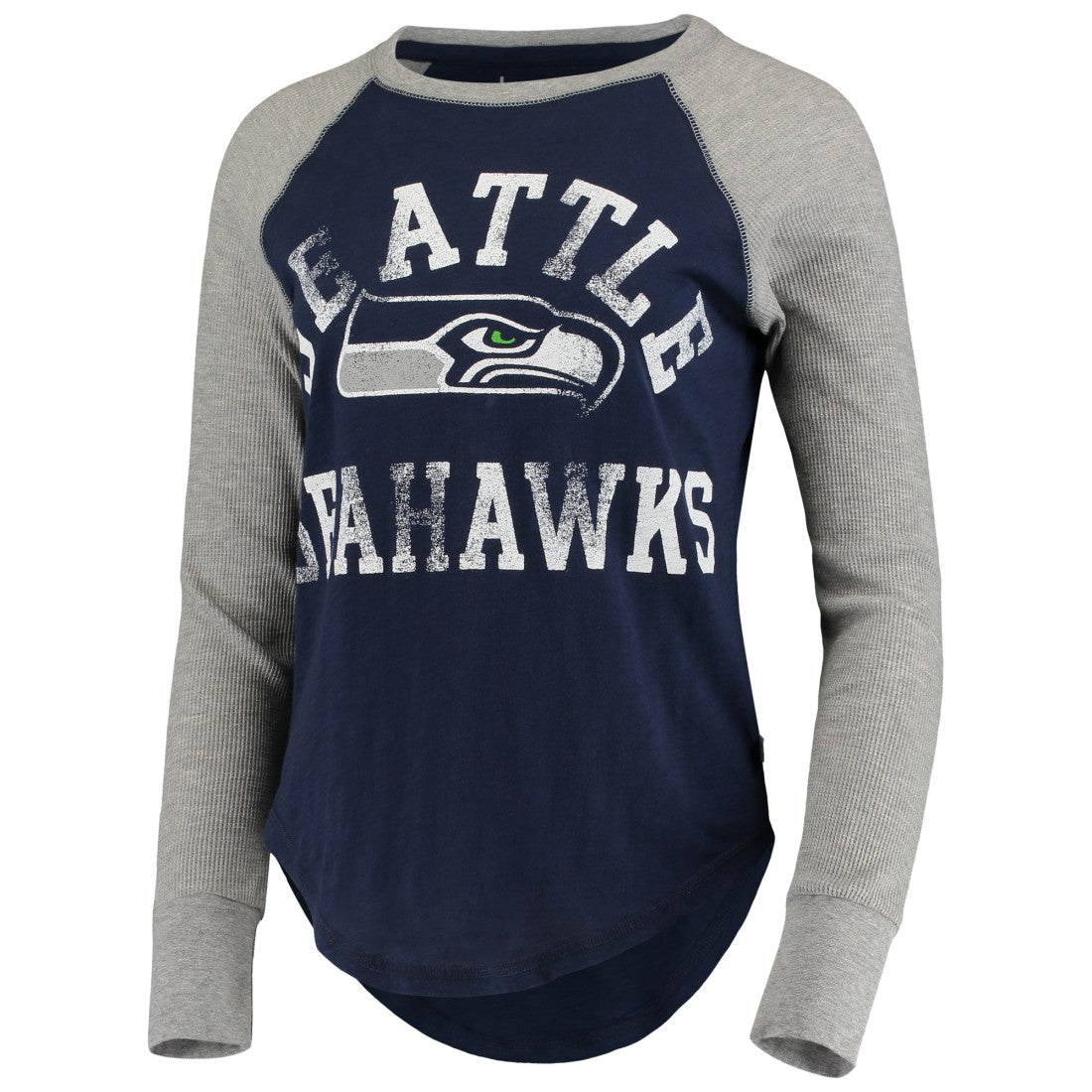 Seattle Seahawks Touch Women's Waffle Raglan Lightweight Long Sleeve T-Shirt - College Navy for sale
