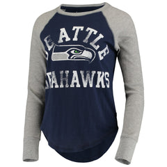 Seattle Seahawks Touch Women's Waffle Raglan Lightweight Long Sleeve T-Shirt - College Navy for sale