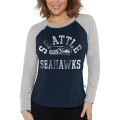 Seattle Seahawks Touch Women's Waffle Raglan Lightweight Long Sleeve T-Shirt - College Navy for sale