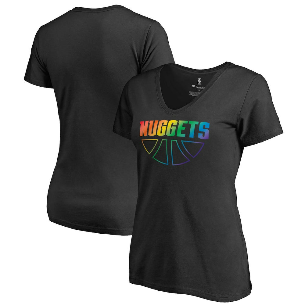 Denver Nuggets Women's Team Pride Wordmark V-Neck T-Shirt sale - Black online