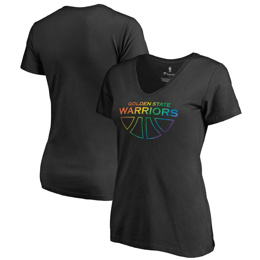 Golden State Warriors Women's Team Pride Wordmark V-Neck T-Shirt sale - Black discount