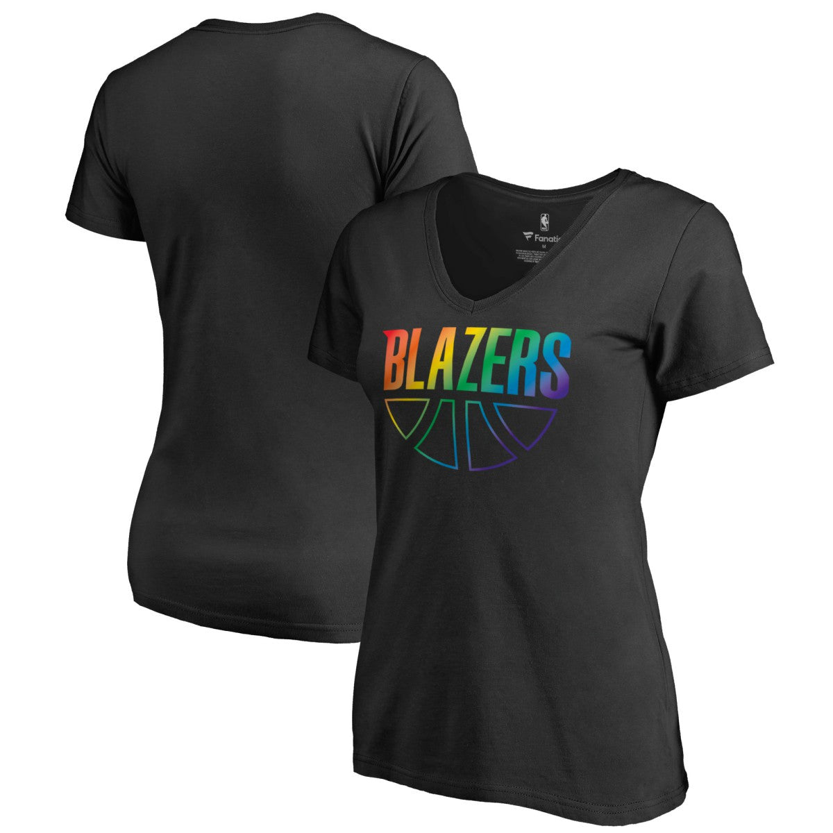 Portland Trail Blazers Women's Team Pride Wordmark V-Neck T-Shirt - Black for sale