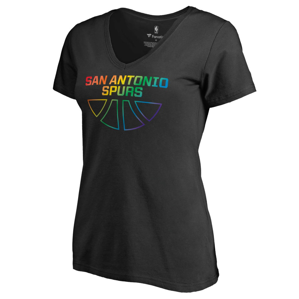 San Antonio Spurs Women's Team Pride Wordmark V-Neck T-Shirt - Black for sale
