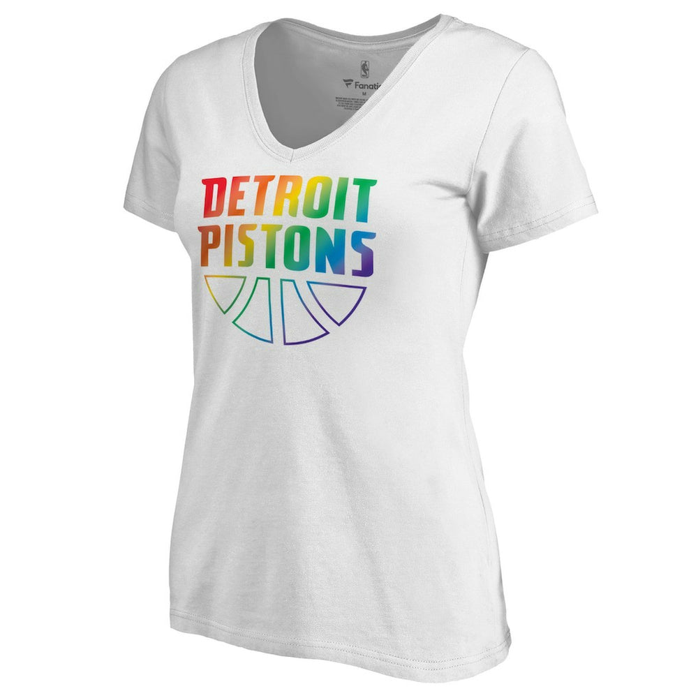 Detroit Pistons Women's Team Pride Wordmark V-Neck T-Shirt sale - White cheap