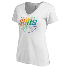 Phoenix Suns Women's Team Pride Wordmark V-Neck T-Shirt - White for sale