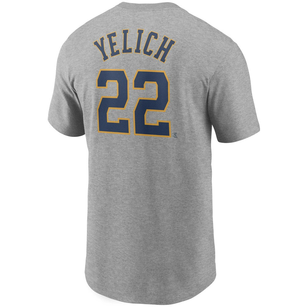 Christian Yelich Milwaukee Brewers Name & Number T-Shirt - Gray | Nike