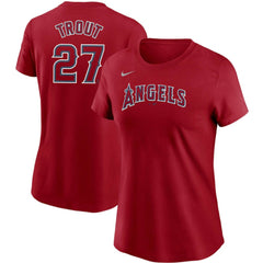 Mike Trout Los Angeles Angels Women's Name & Number T-Shirt - Red | Nike