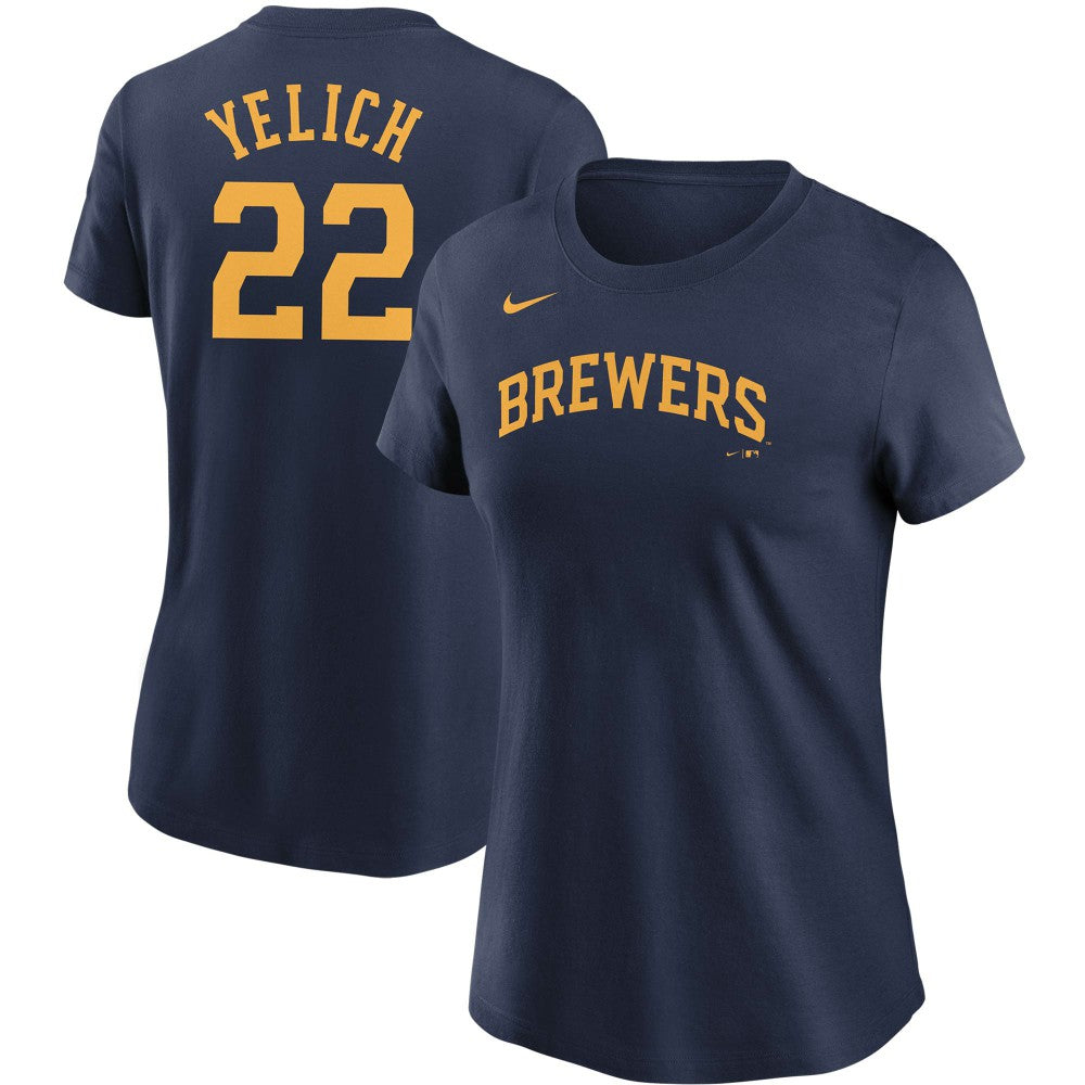 Christian Yelich Milwaukee Brewers Women's Name & Number T-Shirt - Navy | Nike