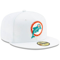 Miami Dolphins New Era Historic Omaha 59FIFTY Fitted Hat - White on sale