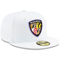 Baltimore Ravens New Era Shield Omaha 59FIFTY Fitted Hat - White sale
