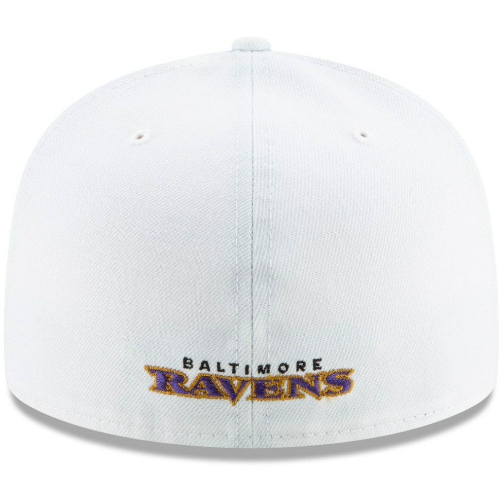 Baltimore Ravens New Era Shield Omaha 59FIFTY Fitted Hat - White sale
