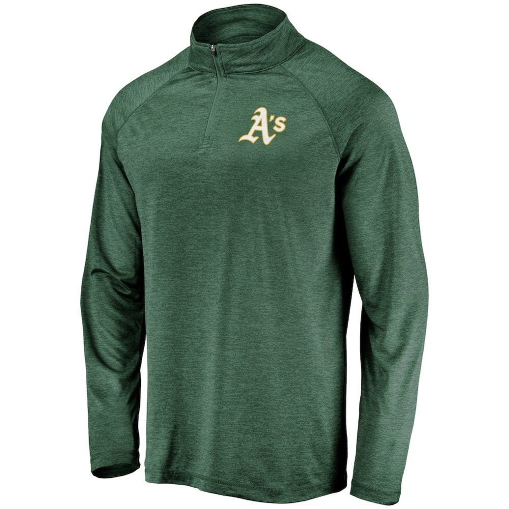 Athletics Iconic Striated Primary Logo Raglan Quarter-Zip Pullover Jacket - Green